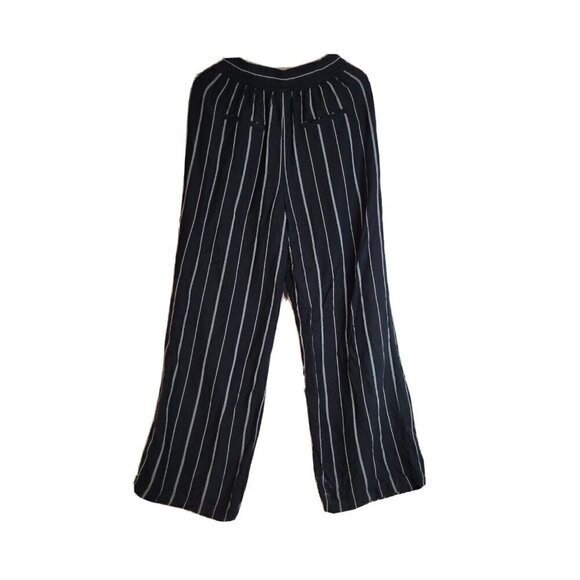 A New Day Black White Striped High Waist Wide Leg‎ Pull On Long Pants Size M - Picture 1 of 5